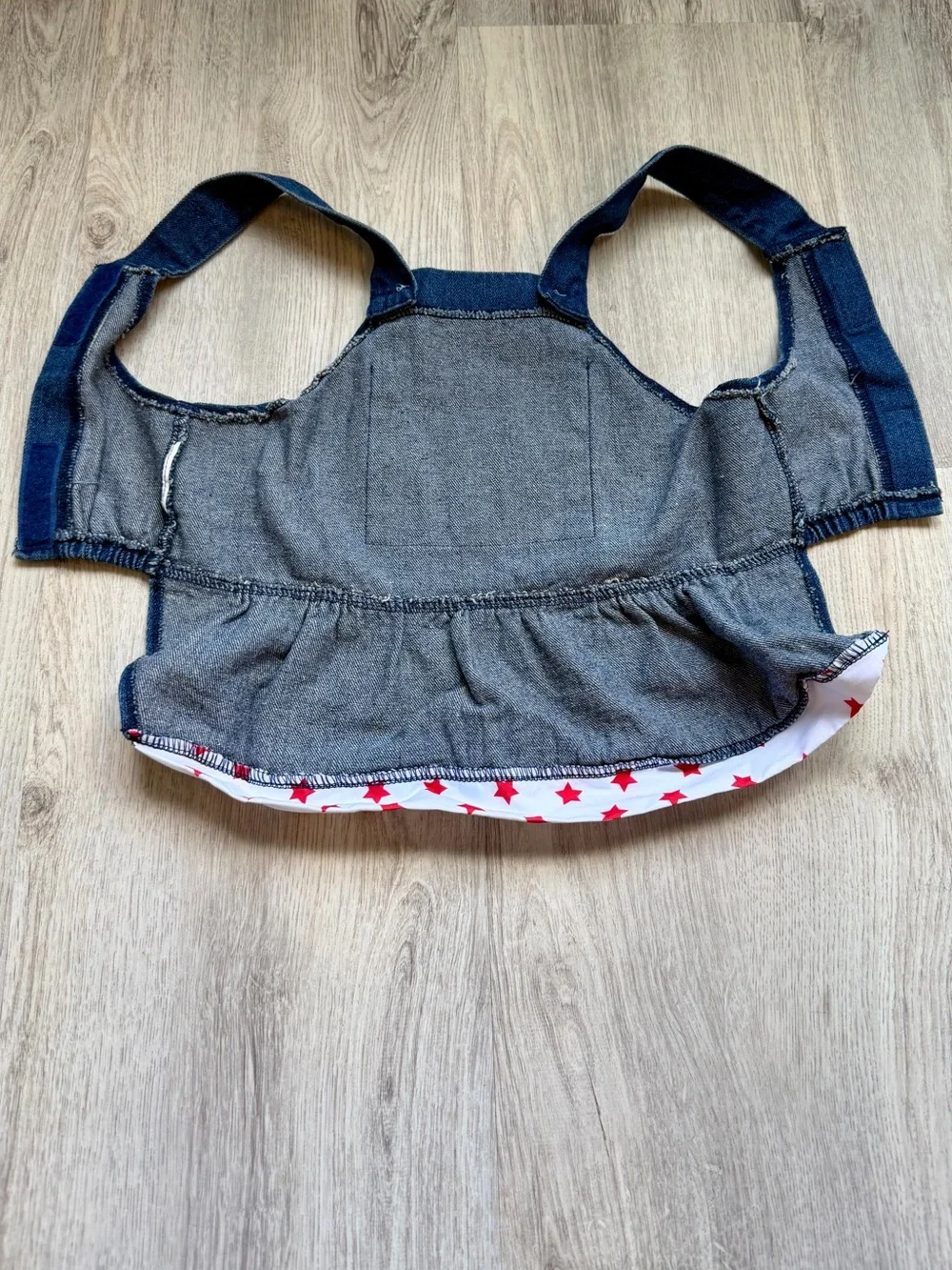 Denim Stars & Stripes Overalls Skirt for Pets/Small Dogs with Navy Blue & Red